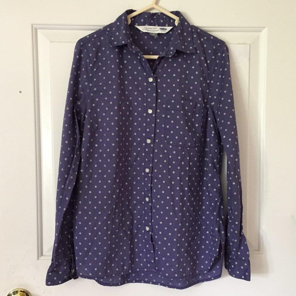 Old Navy Purple Floral Button-Down Shirt